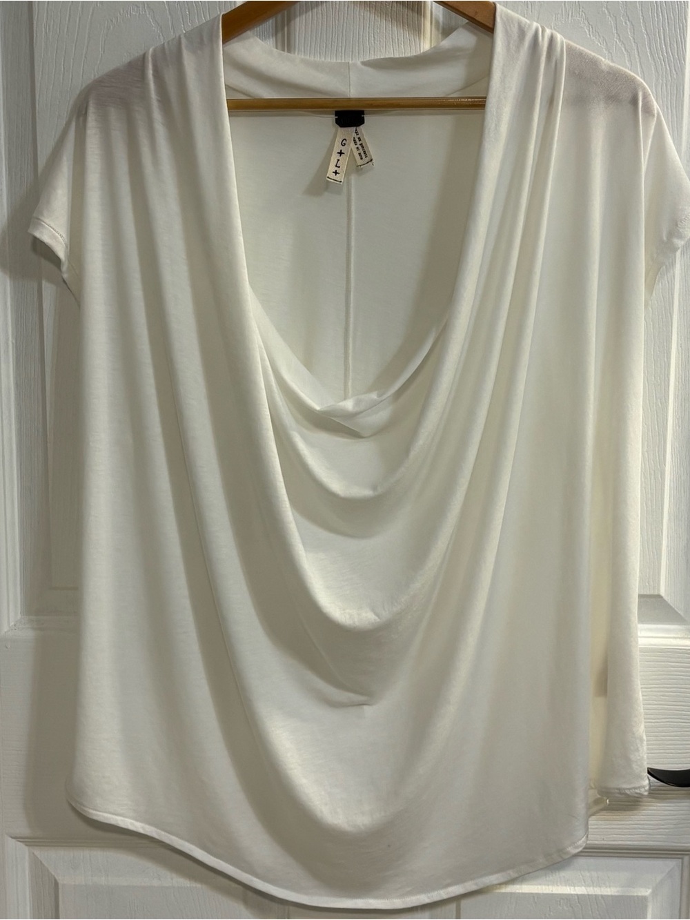 Free People We The Free Fantasy Cowl Tee Women’s Large Ivory White Draped NWOT